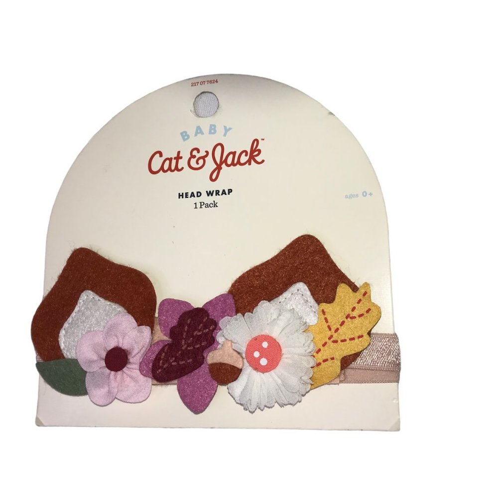 Cat and Jack Baby Head Wrap Headband Head Band.  Floral Flowers.  Felt.  Stretch